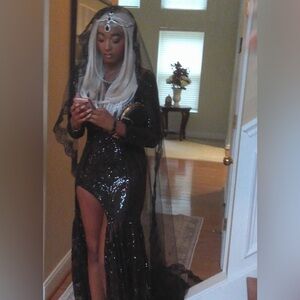 Elegant Black Sequin Prom Dress